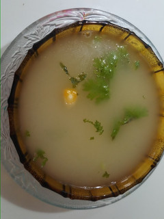 A picture of Paneer whey/ stalk soup.