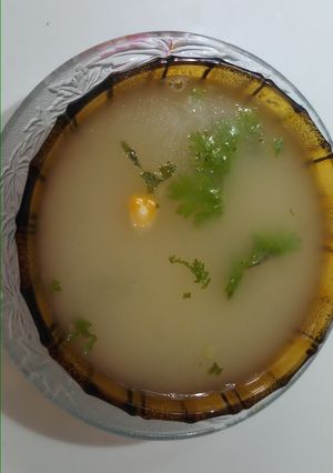 A picture of Paneer whey/ stalk soup.