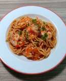 Mì Spaghetti xiên tôm sốt cà chua