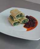 Canelones glaseados en salsa a los tres chiles