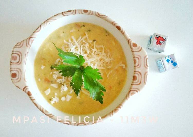Resep MPASI 11m : Cream Sup Jagung + Ayam Kampung, Lezat