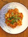 Fregola sarda with prawns, squid, scallops, blue eye cod and light tomato sauce