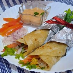 A picture of Chicken Tikka puratha roll.