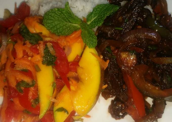 Thai Basil Beef, Rice n Salad