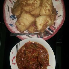A picture of Golden yam n fish sauce.