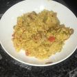 Paella de carne con verduras