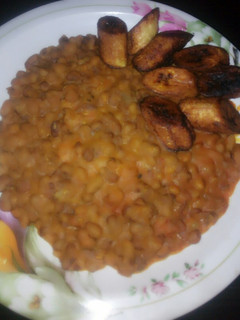 A picture of Porridge beans and plantain.