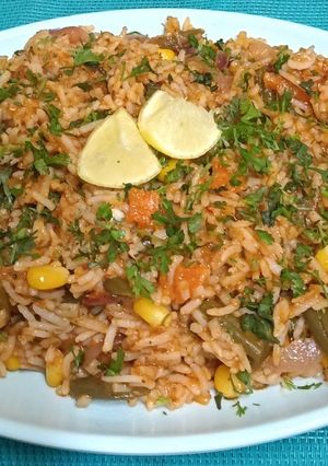 A picture of Corn & Vegetable Tawa Rice.
