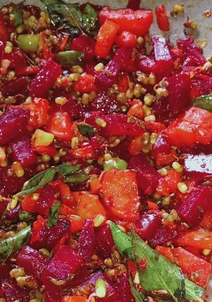 A picture of Beetroot and Carrot Magic Moong Dal Curry.