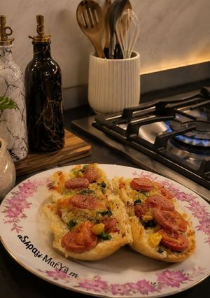 عکسی از دستور پیتزا با نون باگت 🍕