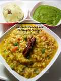 Khichari, aaloo ka chokha aur dhaniya ki chutney
