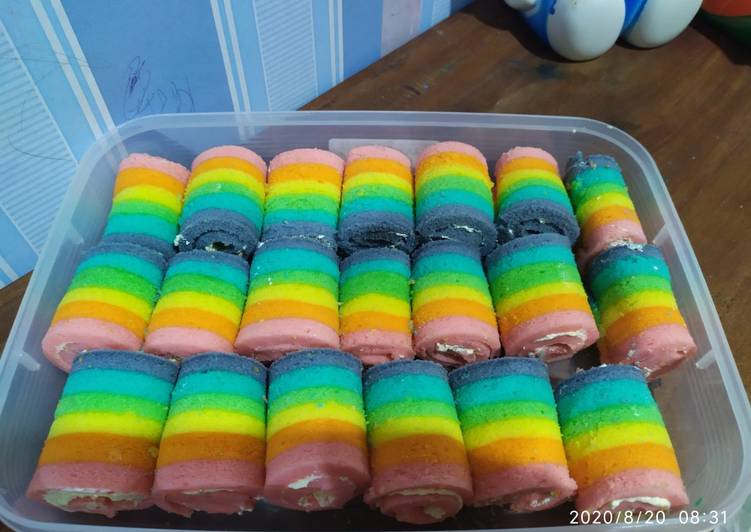 Resep Bolu gulung pelangi, Enak Banget