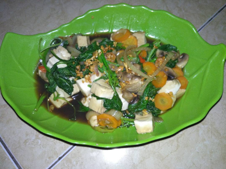 Standar Cara termudah buat Menu diet : tumis bayam tahu jamur lada hitam tabur bawang putih dijamin sesuai selera