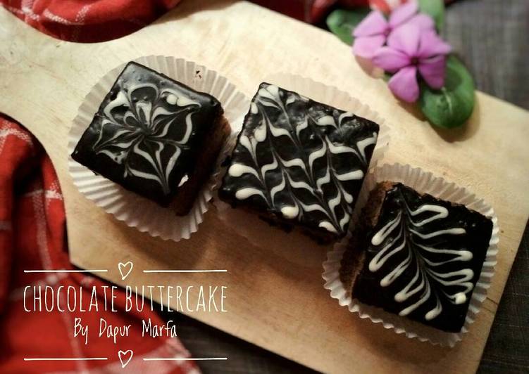 Chocolate Buttercake with Chocolate Ganache (Cuma 2 Telur)