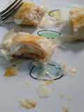 Rollitos de pasta filo de York y queso