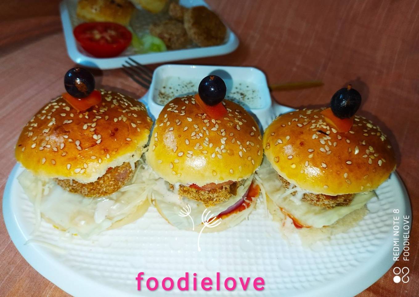 Grilled jackfruit seed patties burger with Garlic Mayo