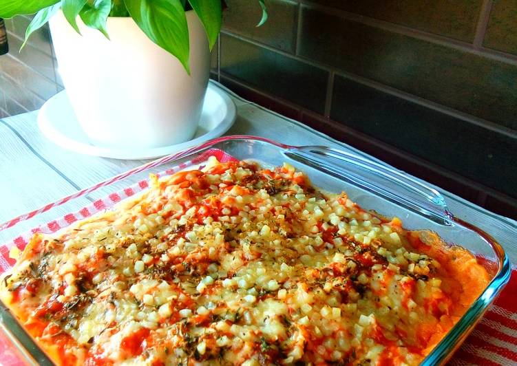 Cara Gampang Menyiapkan Pasta panggang mozarella saus chicken bolognese yang Enak Banget