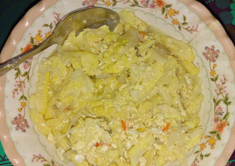 Resep Orak arik jagung Muda + telur yang Enak