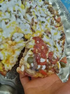عکسی از دستور پیتزا گوشت و قارچ