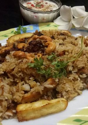 A picture of Kaju paneer biryani.