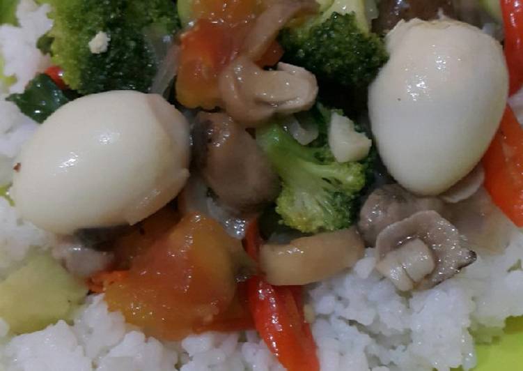 Cah jamur brokoli telur puyuh