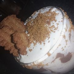 Creamy chocolate custard with candi biscuit A picture of Creamy chocolate custard with candi biscuit.
