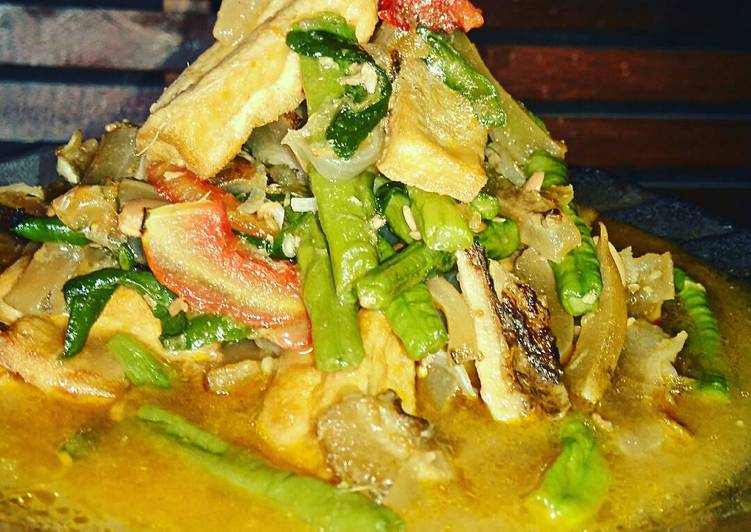 Kikil tauco tahu kacang panjang pedes