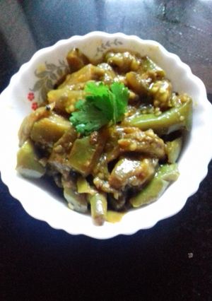 A picture of Green brinjal bhujiya.