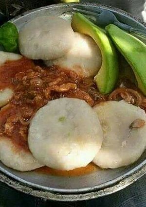 A picture of Mackerel and dumpling/ avocado.