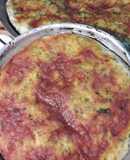 Masa de pizza con espinaca