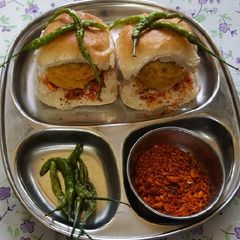 A picture of Mumbai famous street side vada pav.