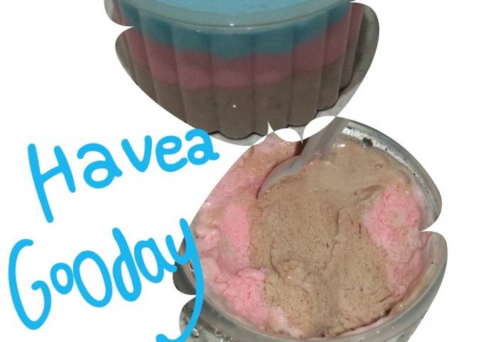 Resep buat Ice Cream 3 Rasa (Coklat,strowberi,buble gum) yang lezat