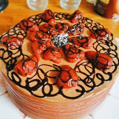 Torta de chocolate con fresas ! estilo repostería coreana ?✨ Receta de  Lyn- Cookpad
