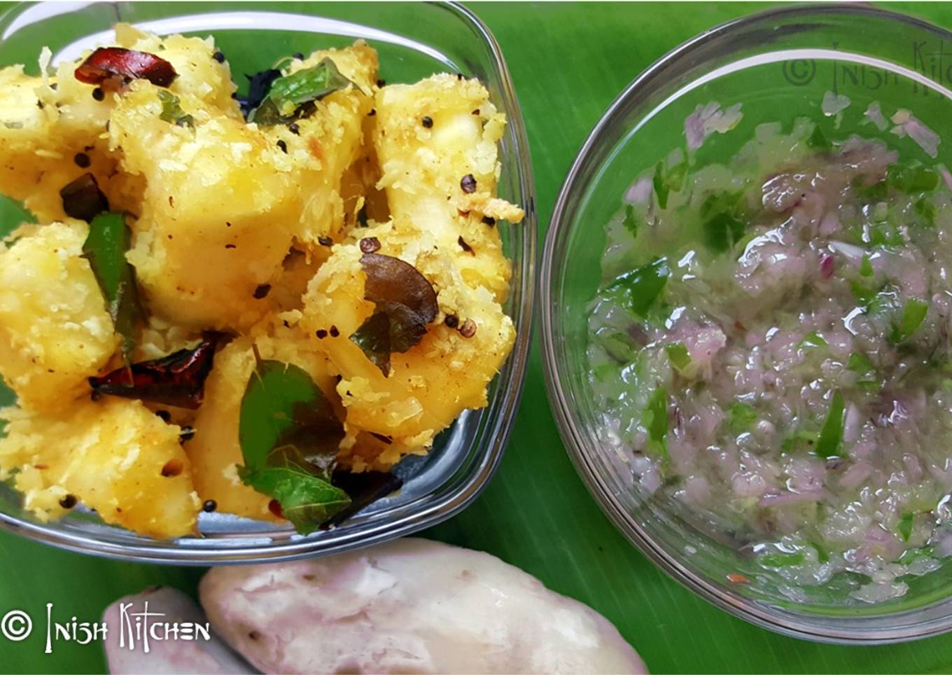 Tapioca stir fry with chilli chutney