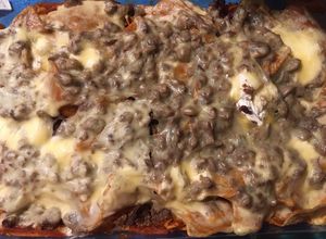 Una foto de Chilaquiles rojos al horno