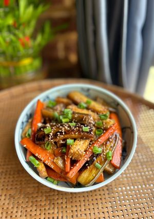 Hình của món Cà Tím Cà Rốt Đậu Hũ Sốt Teriyaki.