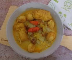 Cara Memasak Cepat Sawi putih, tahu, telur puyuh masak kari Lezat Mantap