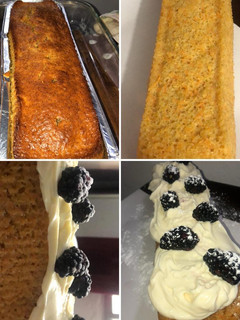 Una foto de Carrot cake con frosting de queso crema