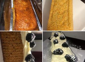 Una foto de Carrot cake con frosting de queso crema