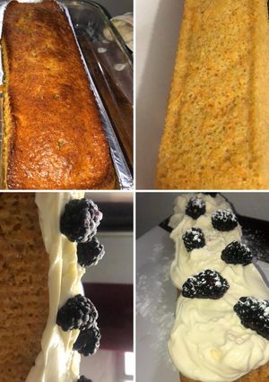 Una foto de Carrot cake con frosting de queso crema