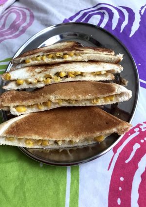 A picture of Corn cheese sandwich.