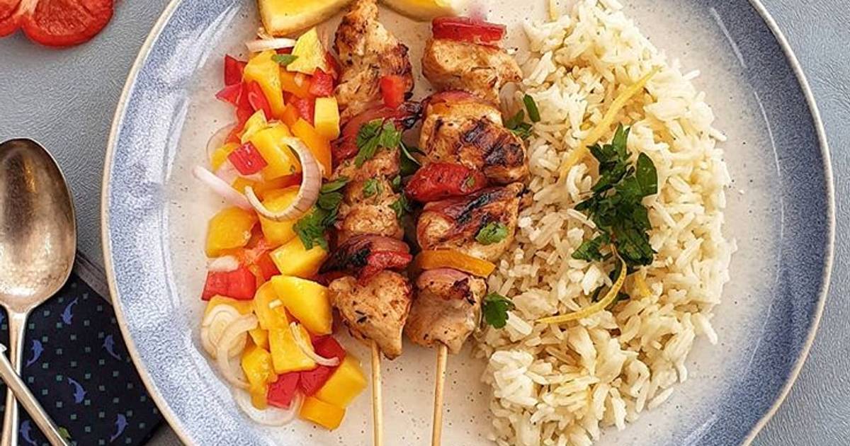 Chicken Shish Kebab with Lemon Rice - Spice Cravings