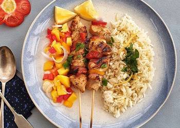 How to Recipe Perfect Chicken Kebab with Lemon Rice and Mango and Pepper Salad mysterybag1