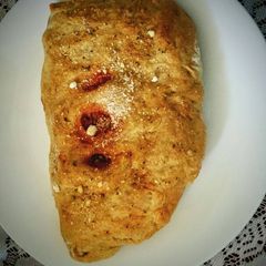 Ground Turkey Stuffed Calzone with garlic buttered crust A picture of Ground Turkey Stuffed Calzone with garlic buttered crust.
