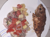 Pescado frito con ensalada🐟