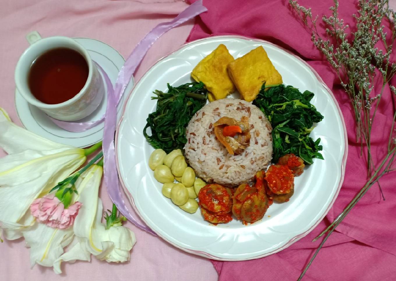 Nasi liwet sehat dan jengkol balado
