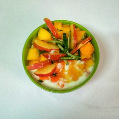 Tropical fruit salad with yoghurt A picture of Tropical fruit salad with yoghurt.