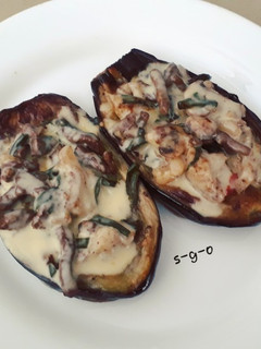 Una foto de Berenjenas con queso philadelphia
