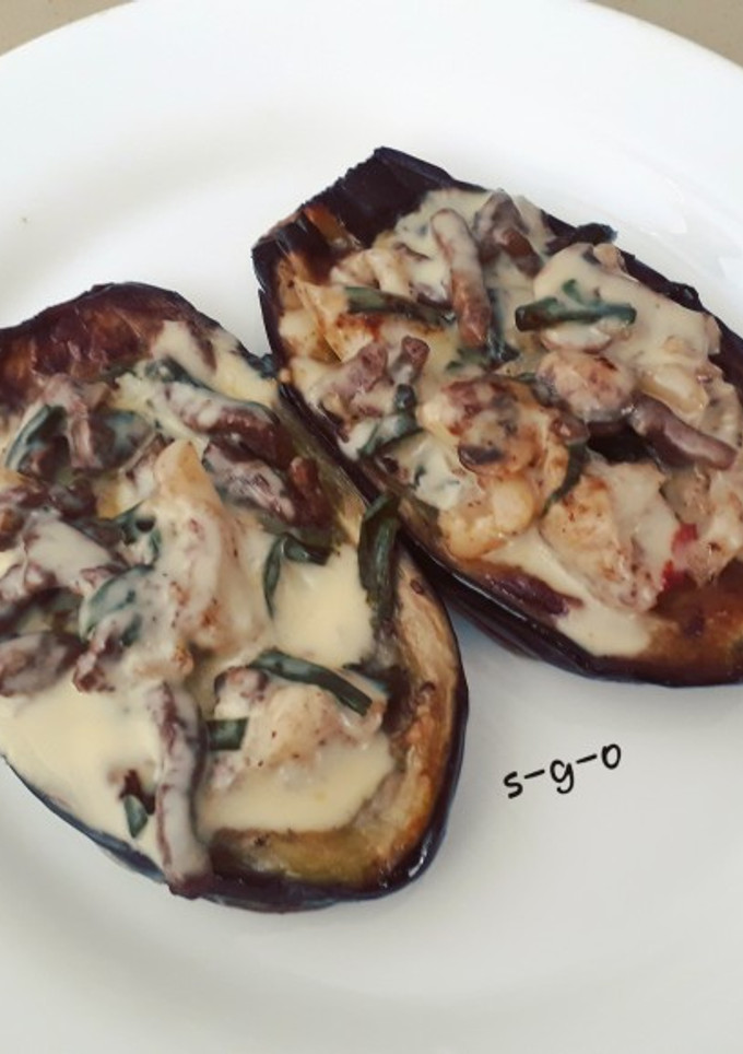 Una foto de Berenjenas con queso philadelphia