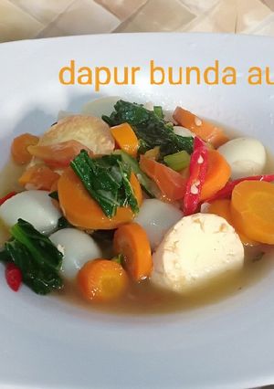 Foto resep Sayur wortel, sawi, telur puyuh, tofu